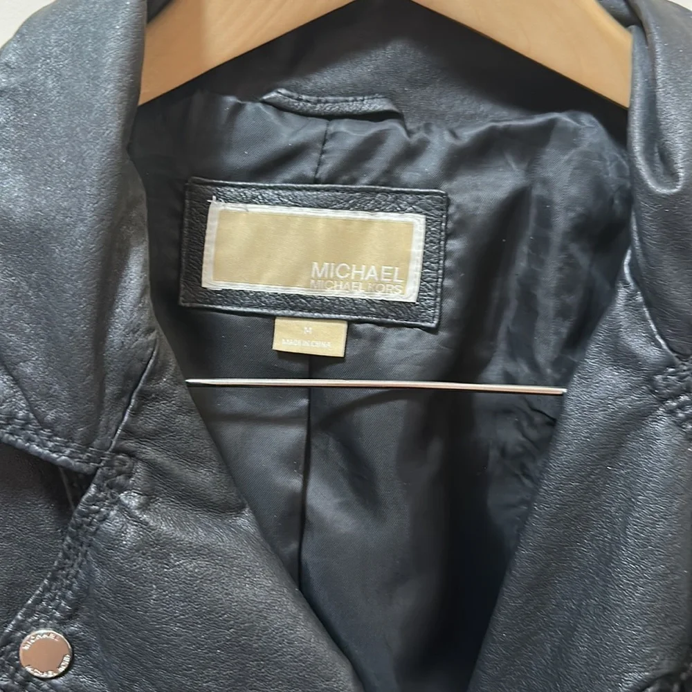 Michael Kors Black REAL Leather Jacket - M - Picture 3 of 6